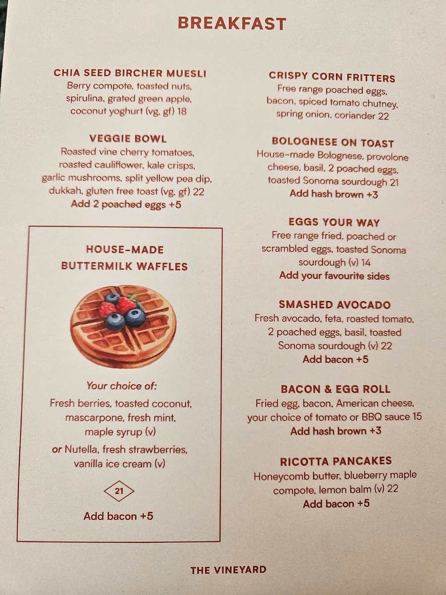 Menu, Tommy's Cafe