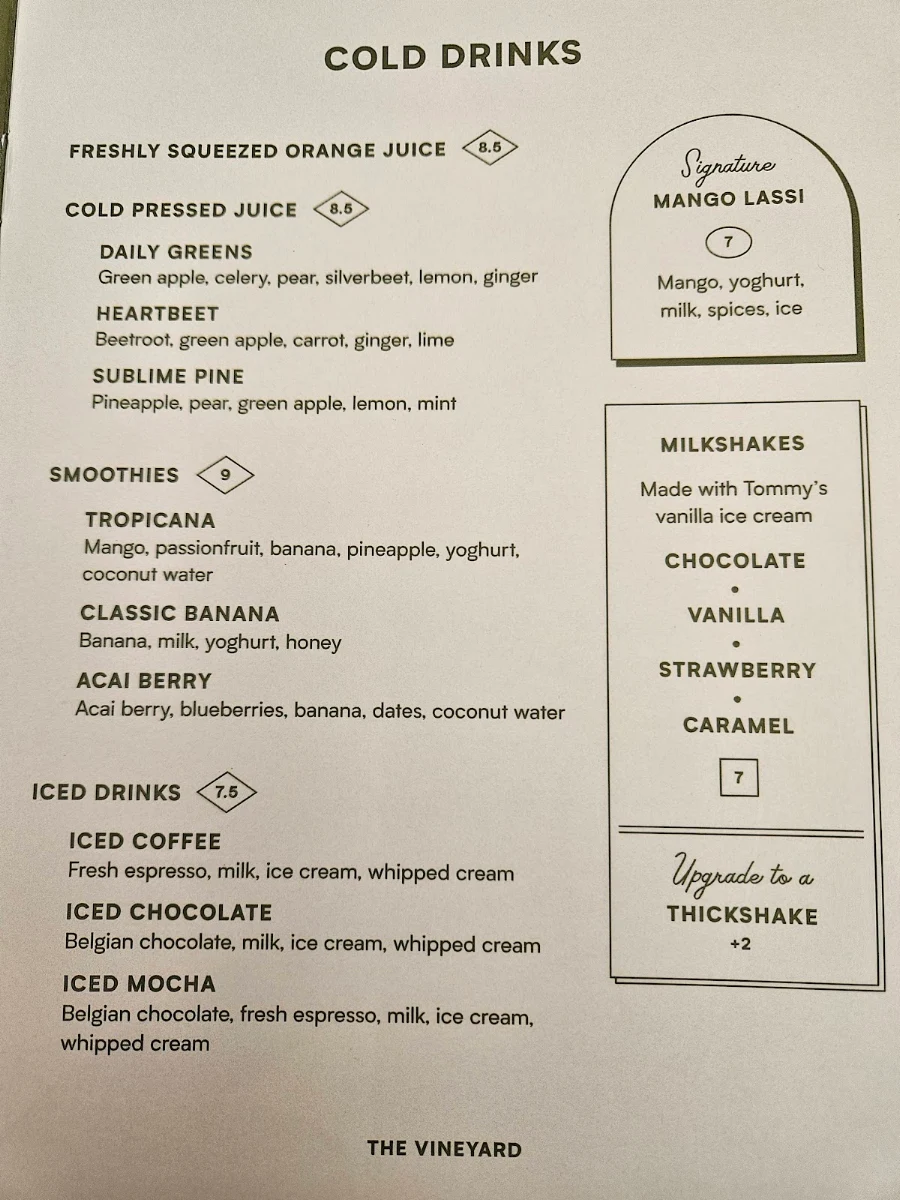 Menu, Tommy's Cafe