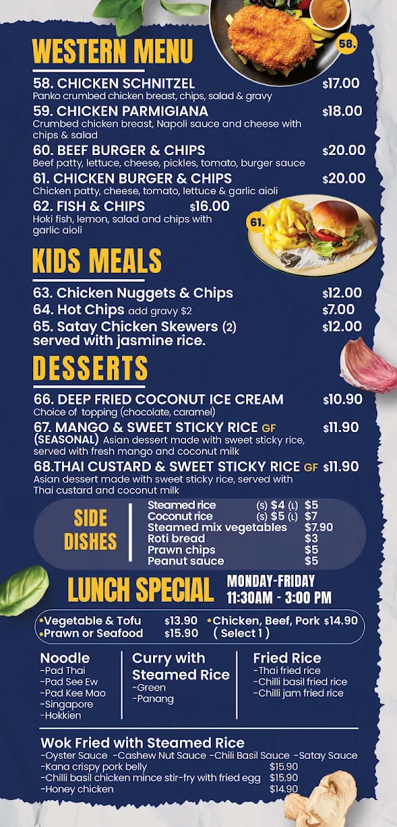 Menu, Stamp Thai Restaurant