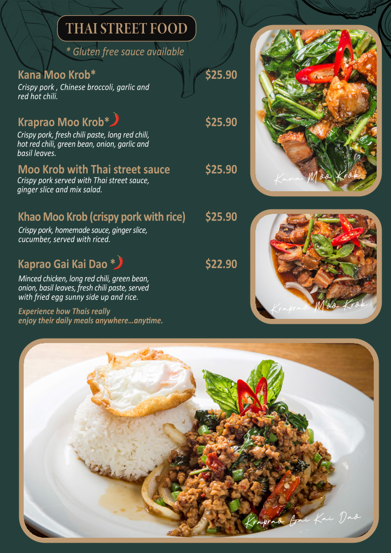 Menu, Absolute Thai, William St