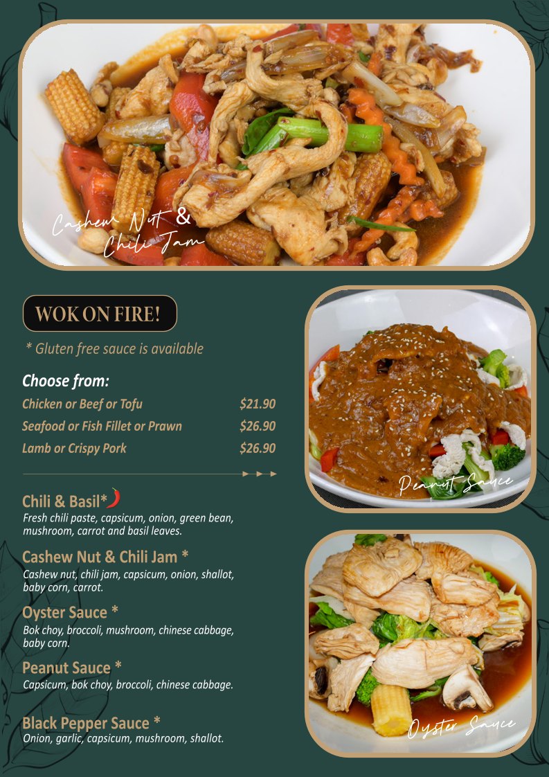 Menu, Absolute Thai, William St
