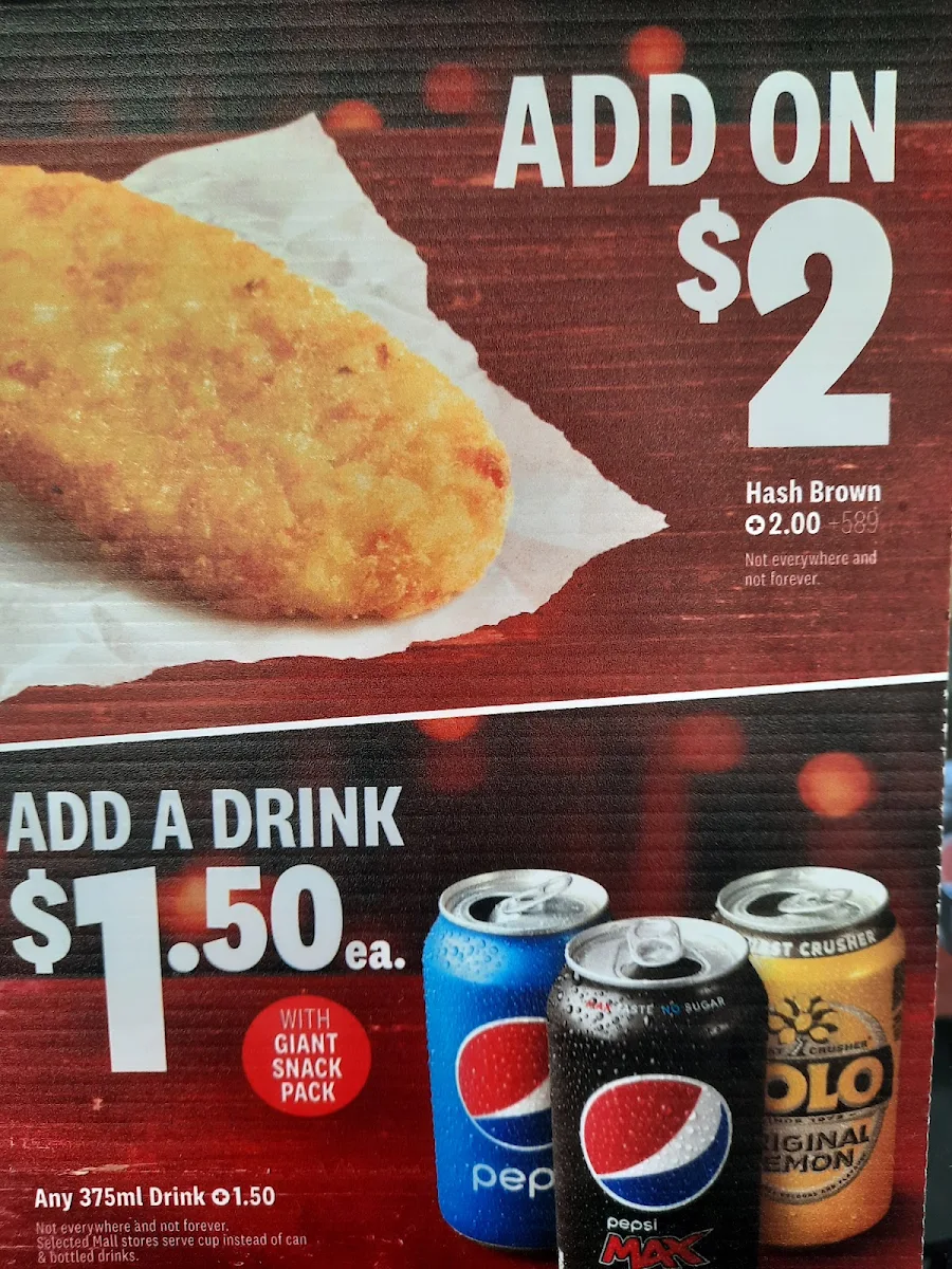 Menu, KFC Merrylands
