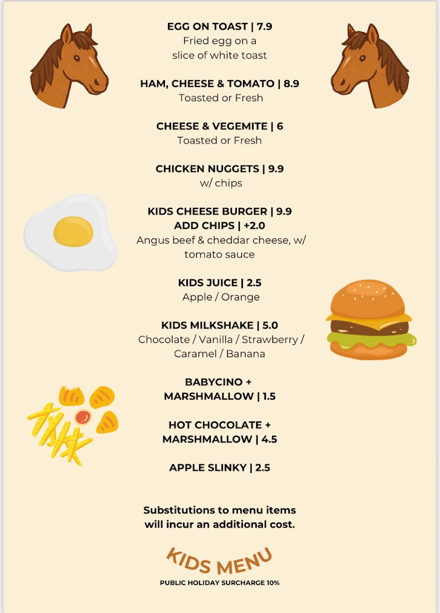 Menu, The Stable Cafe