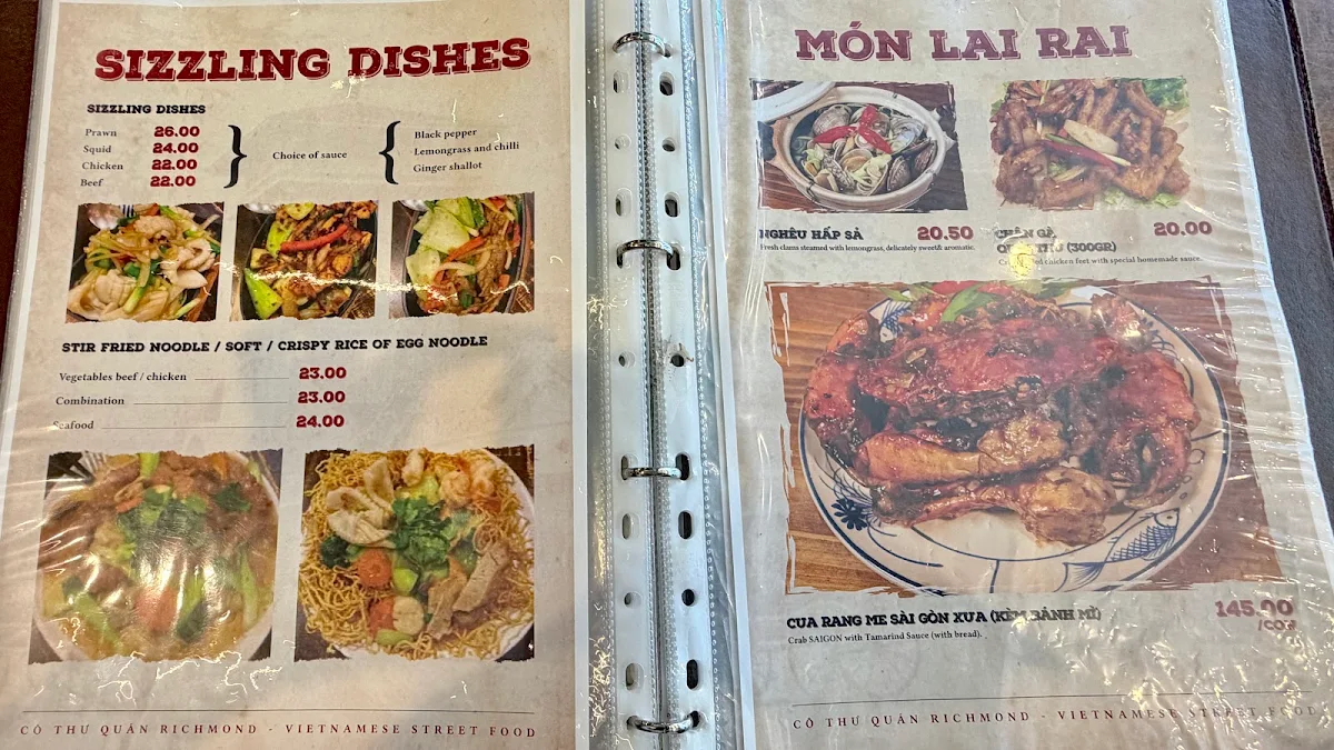 Menu, Co Thu Quan Richmond
