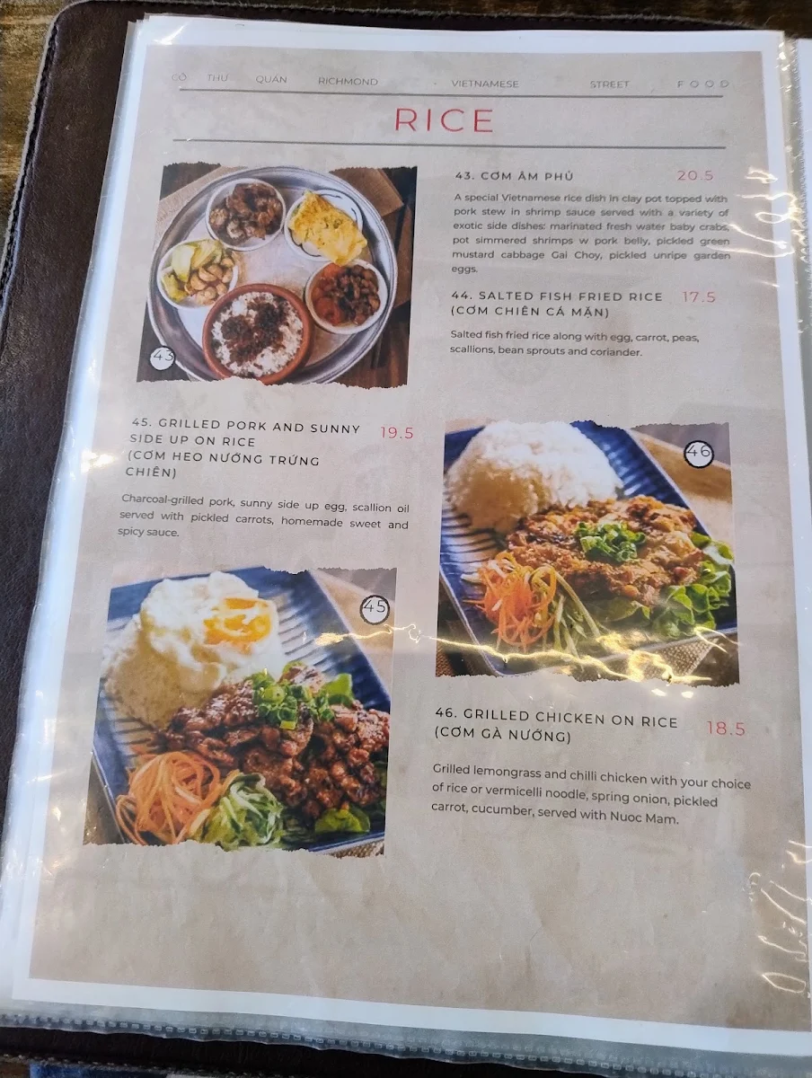 Menu, Co Thu Quan Richmond