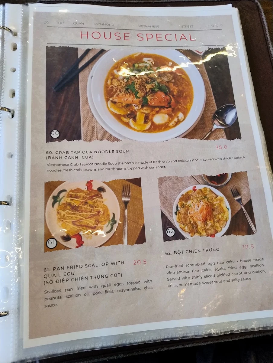 Menu, Co Thu Quan Richmond