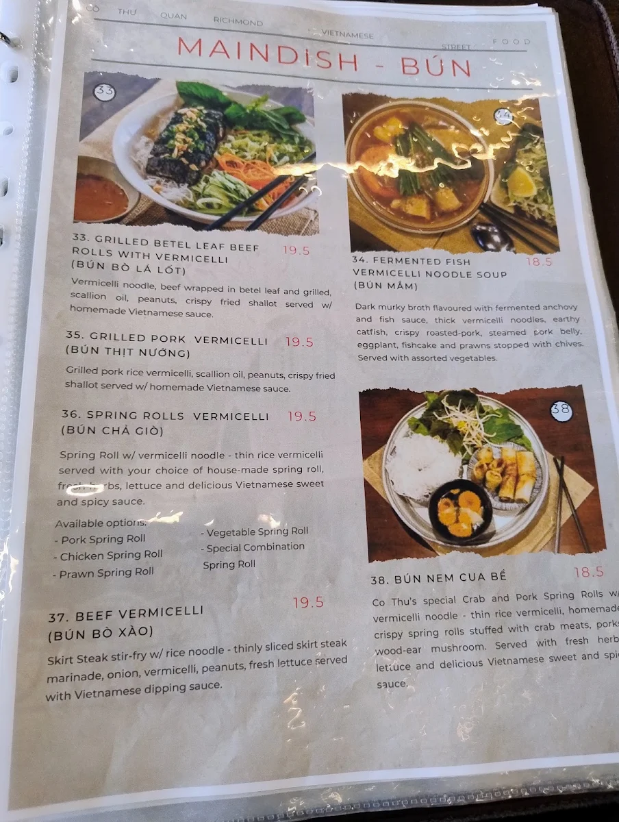 Menu, Co Thu Quan Richmond