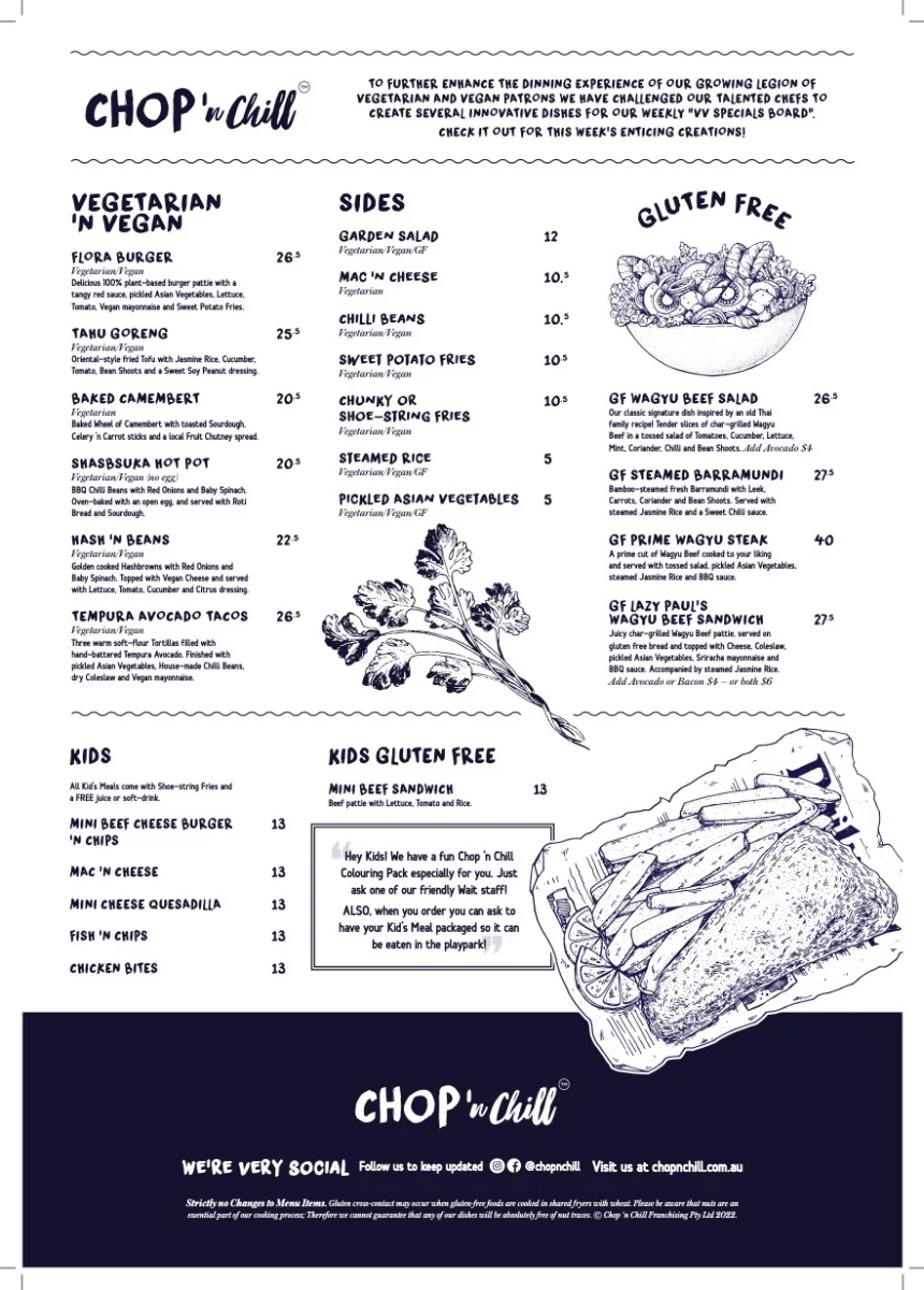 Menu, Chop 'n Chill