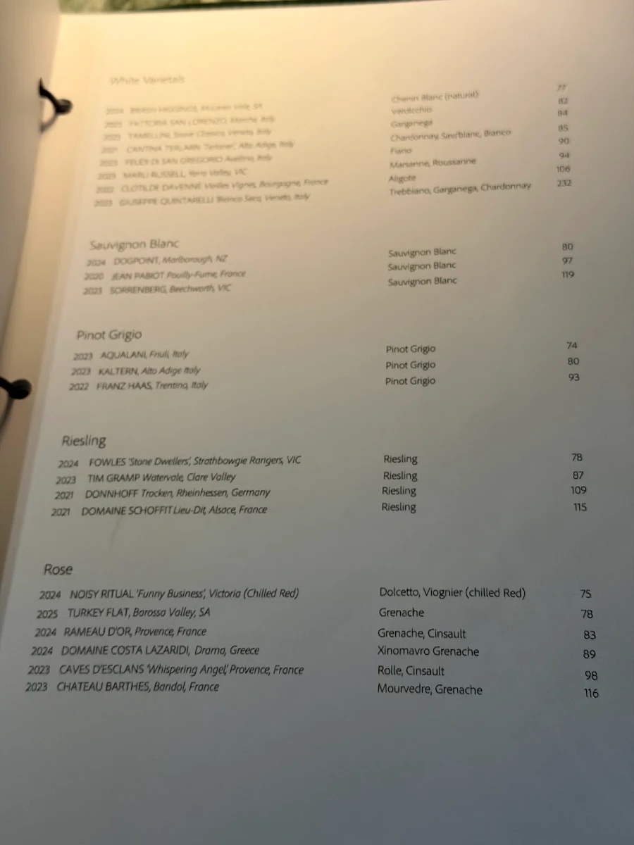 Menu, Henrys