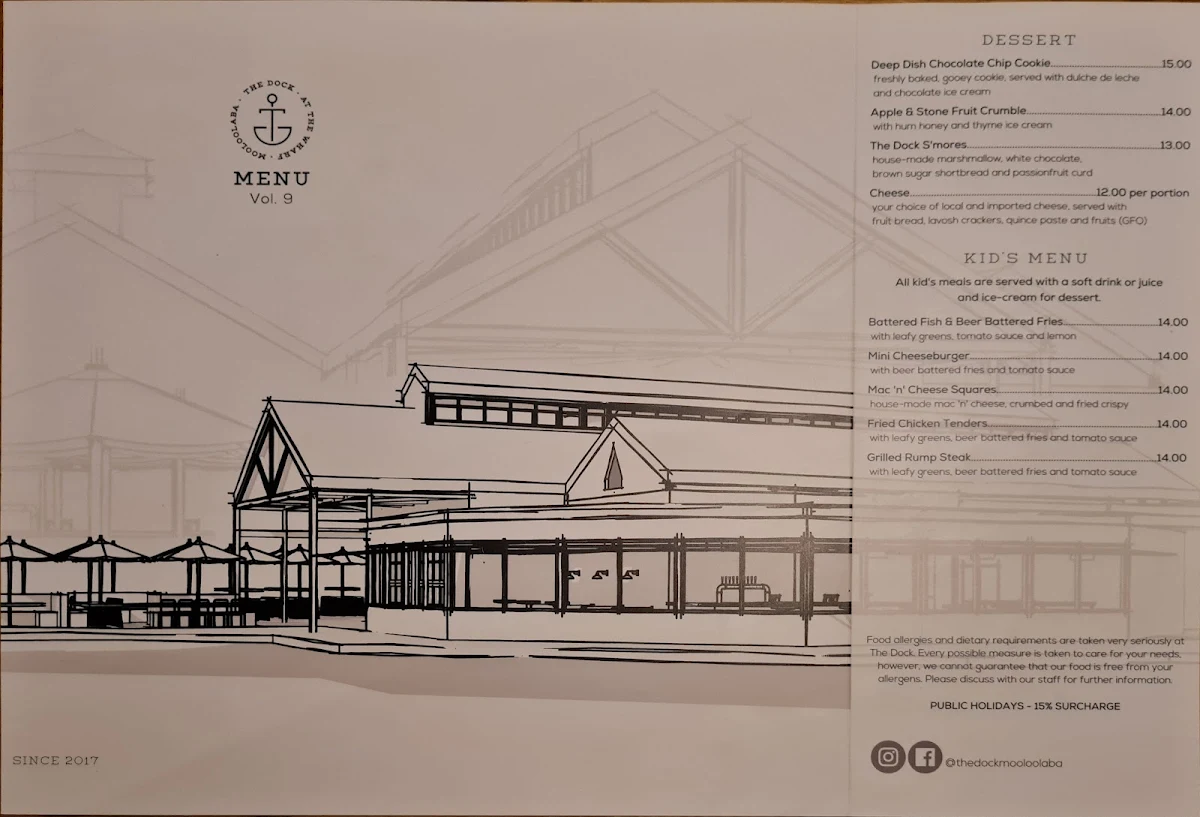 Menu, The Dock Mooloolaba