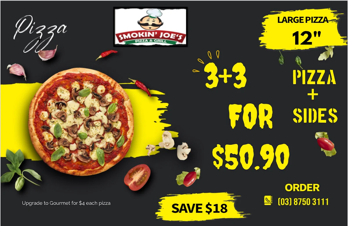 Menu, Smokin Joe's Pizza & Grill - Tarneit