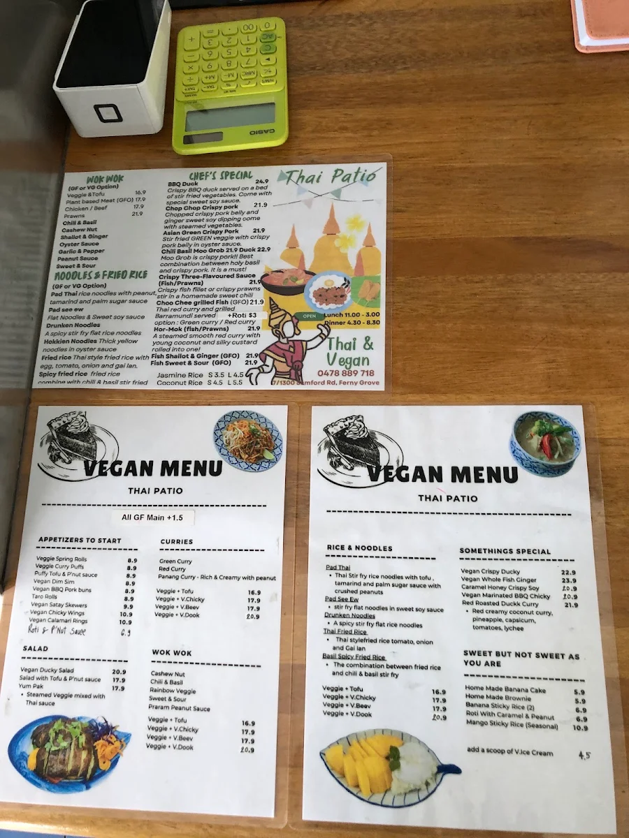 Menu, THAI PATIO Ferny Grove