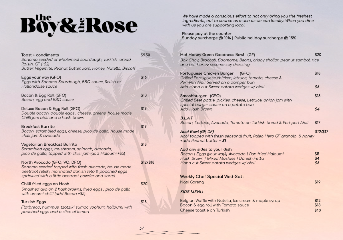 Menu, The Boy & The Rose