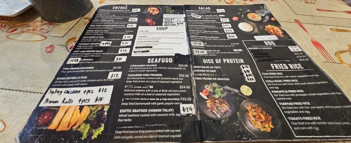 Menu, Thai Hutt Restaurant