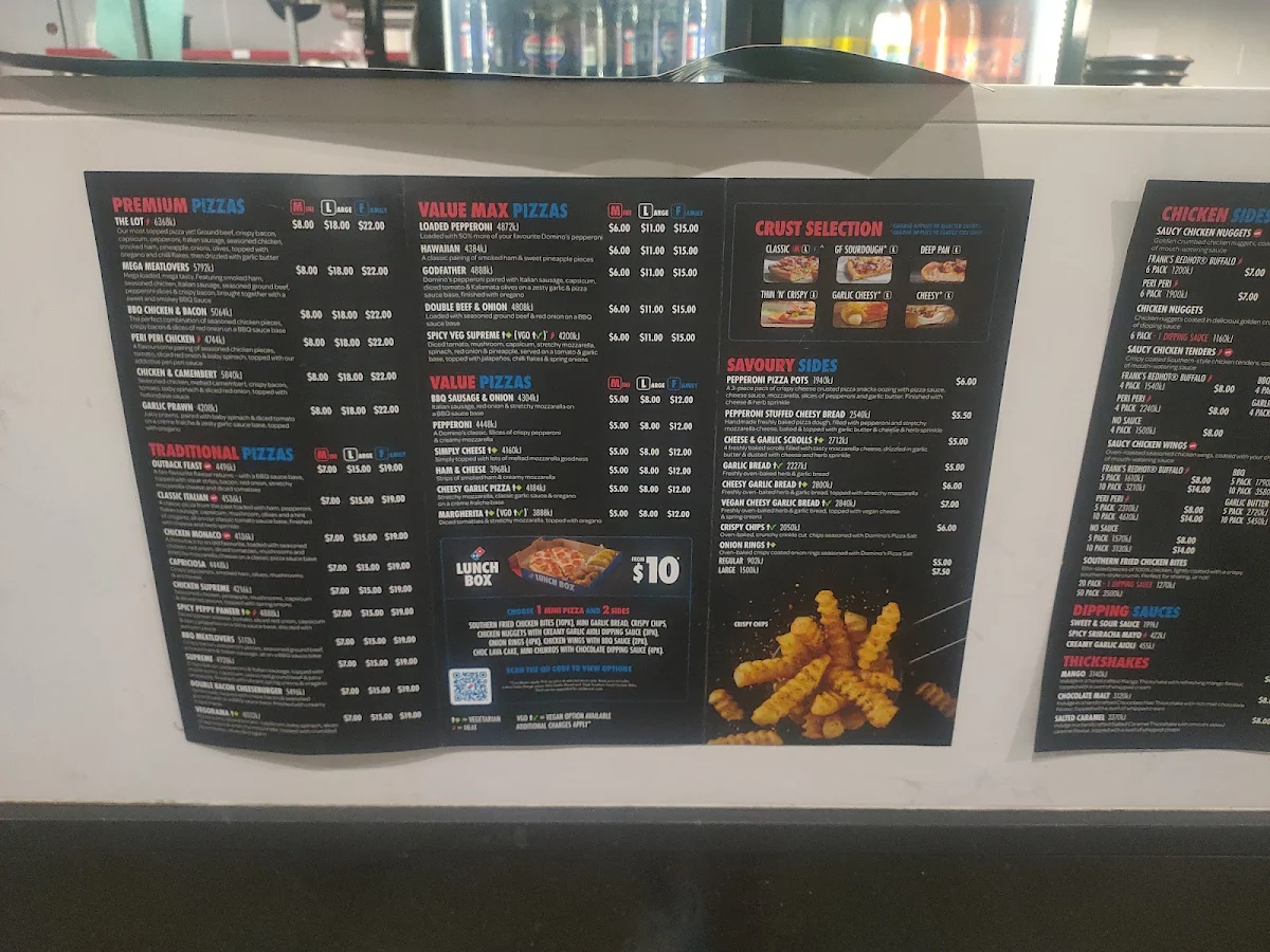 Menu, Domino's Pizza Gordon