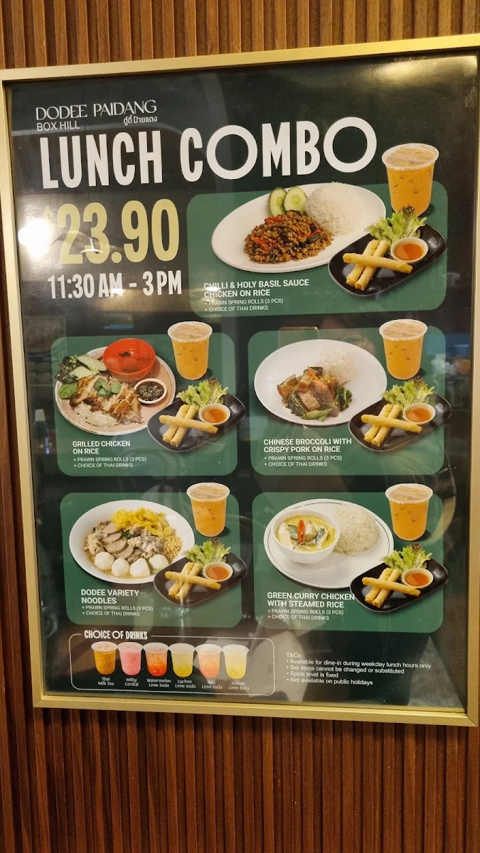 Menu, Dodee Paidang Box Hill