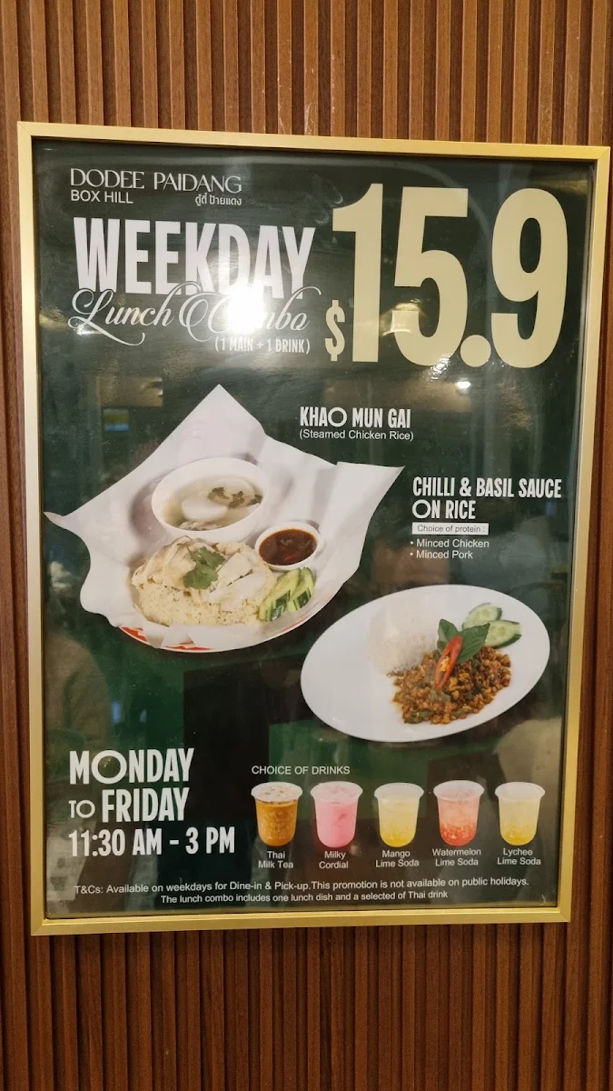 Menu, Dodee Paidang Box Hill