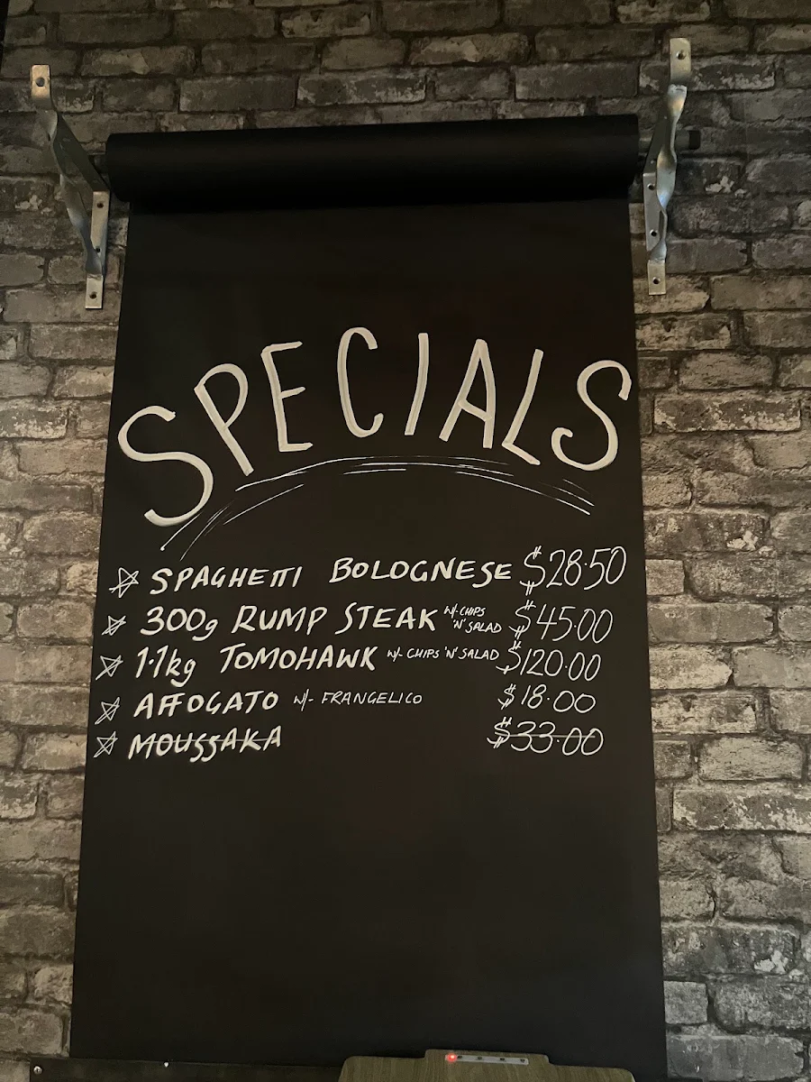Menu, Brumby Bar & Grill