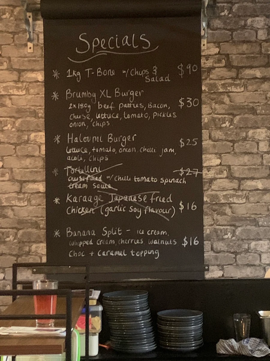 Menu, Brumby Bar & Grill