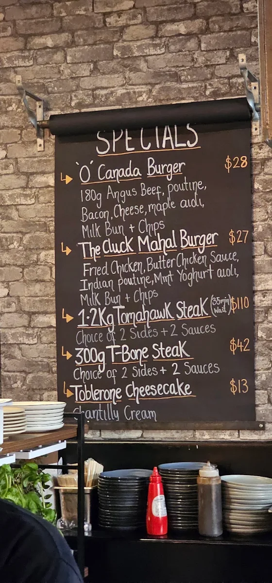 Menu, Brumby Bar & Grill