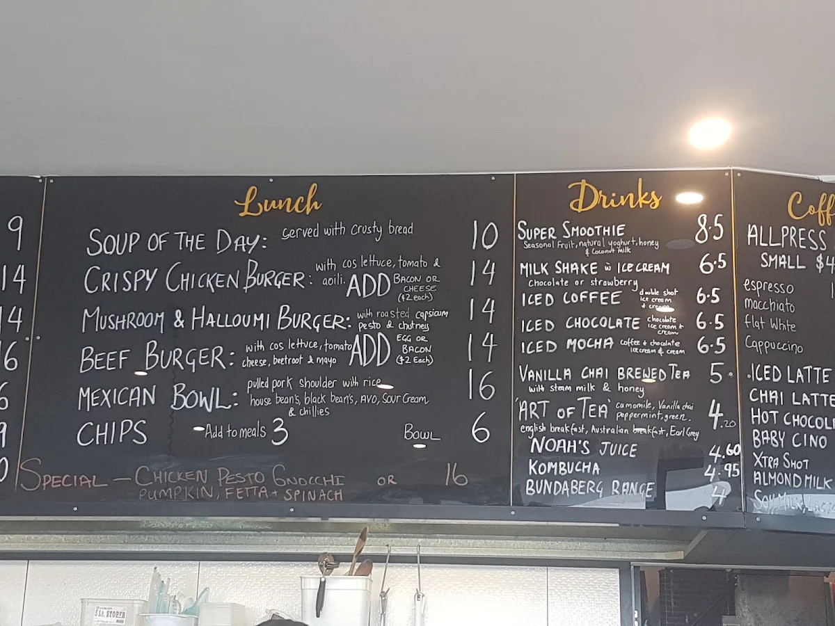 Menu, Ventura Cafe & Surf