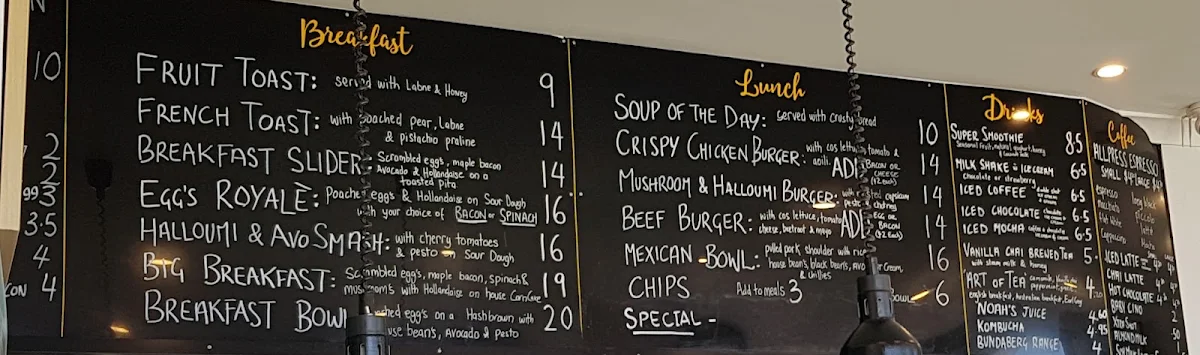Menu, Ventura Cafe & Surf