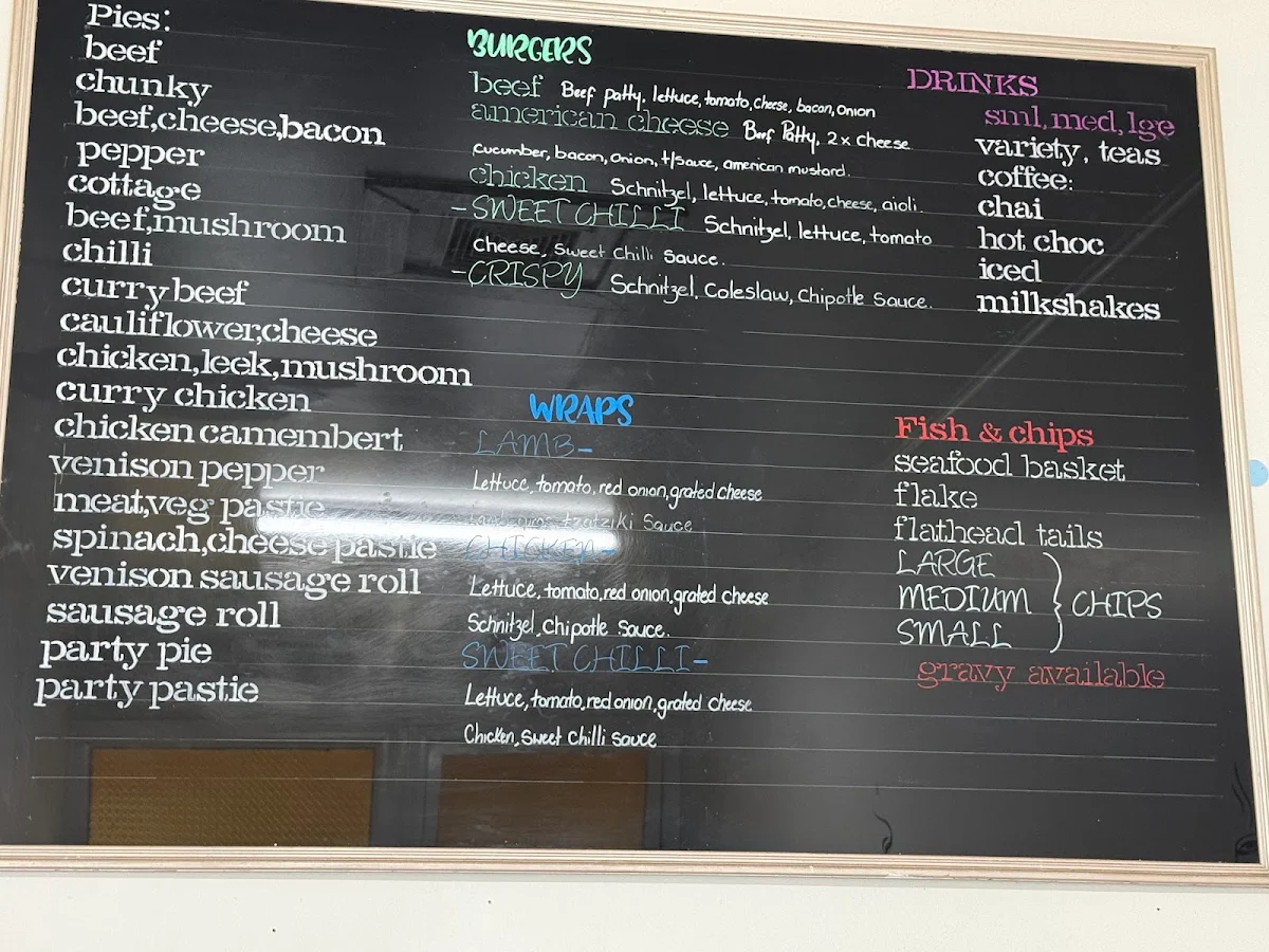 Menu, St Marys Bakery