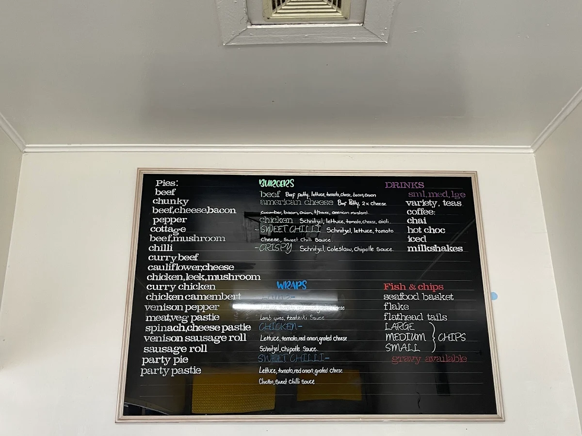 Menu, St Marys Bakery