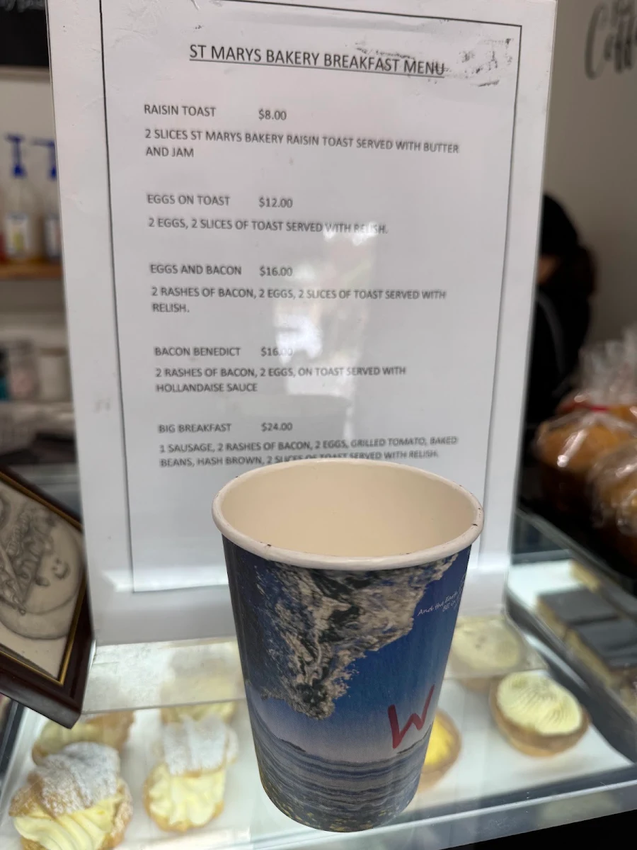 Menu, St Marys Bakery