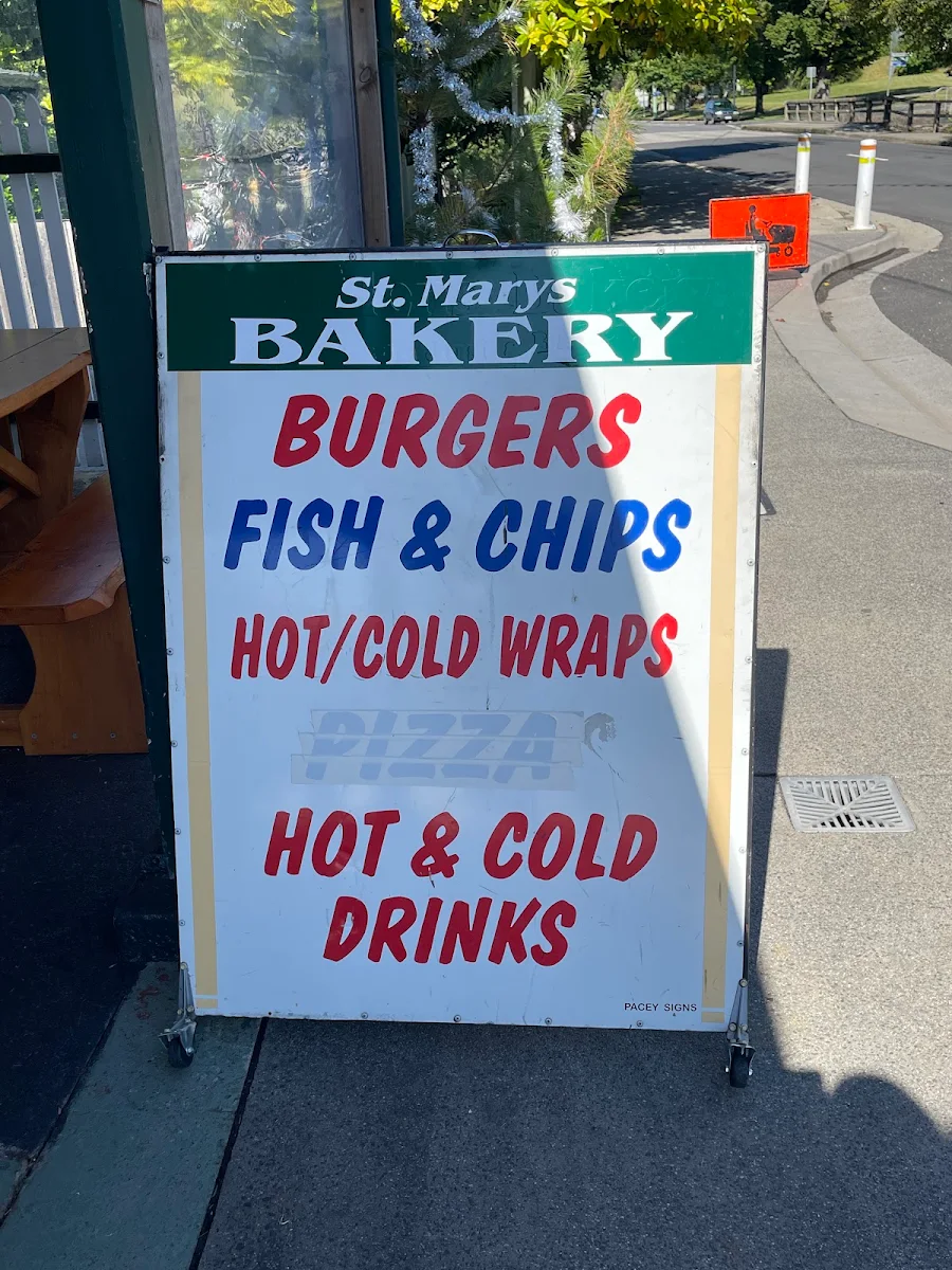Menu, St Marys Bakery