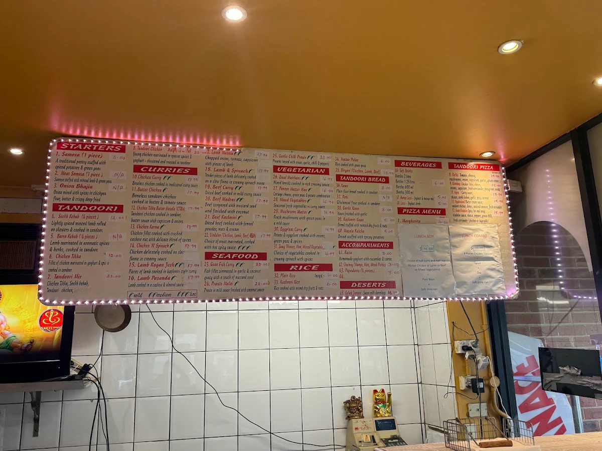 Menu, Bombay Cafe & Takeaway