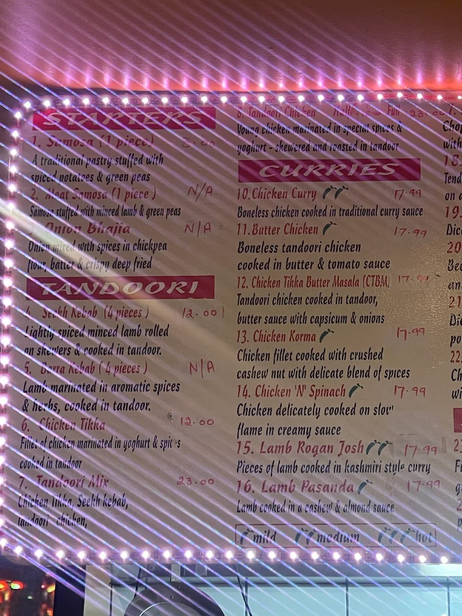 Menu, Bombay Cafe & Takeaway