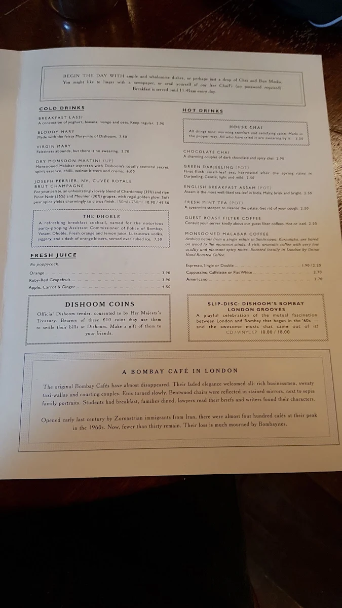 Menu, Bombay Cafe & Takeaway