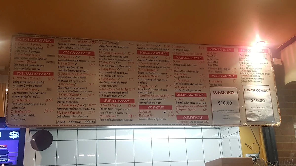 Menu, Bombay Cafe & Takeaway