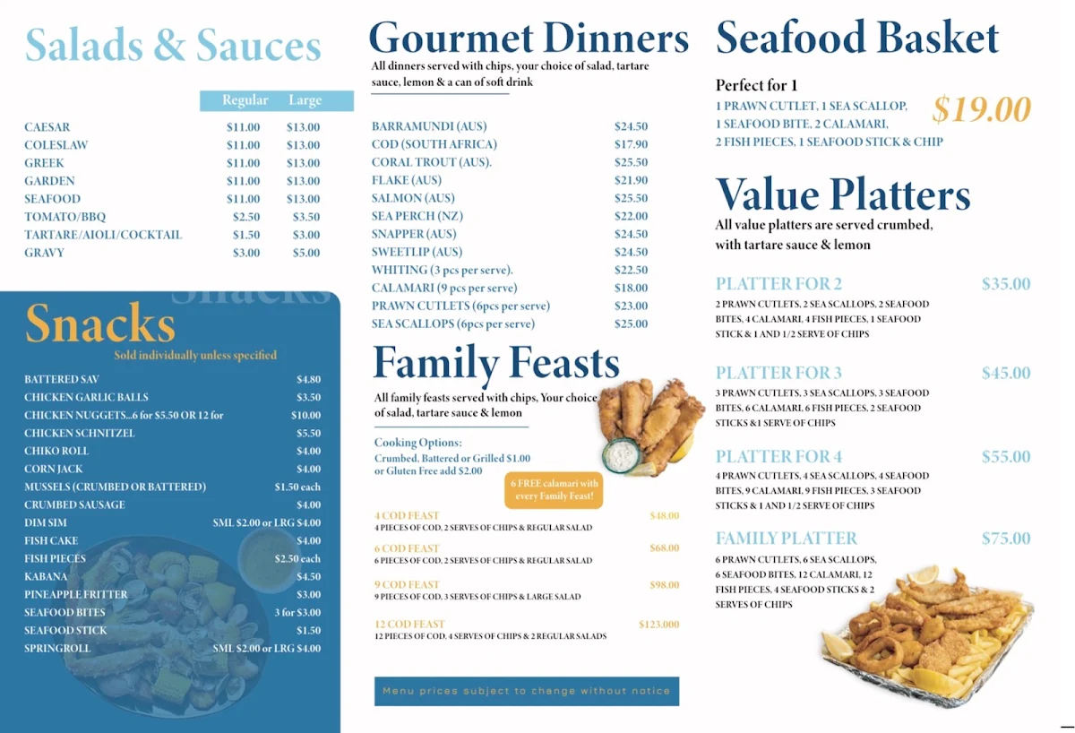 Menu, Triton Seafood Market