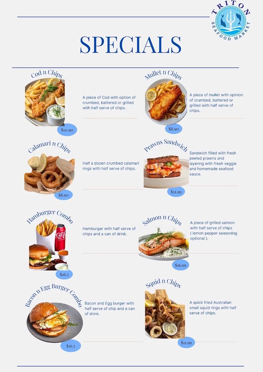 Menu, Triton Seafood Market