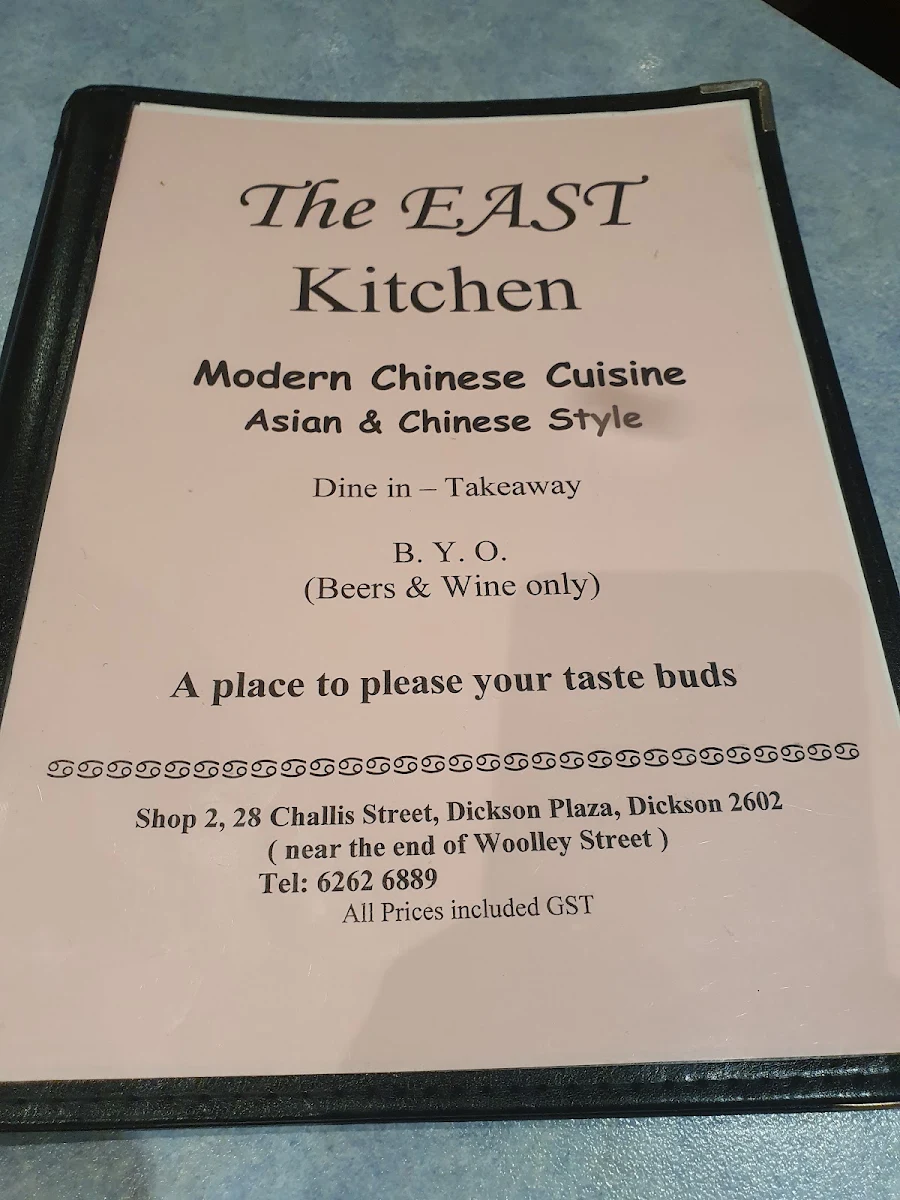 Menu, The East Kitchen