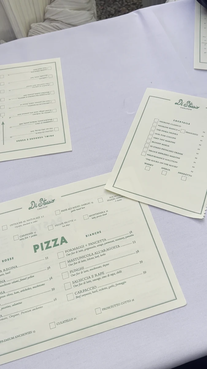 Menu, Di Stasio Carlton