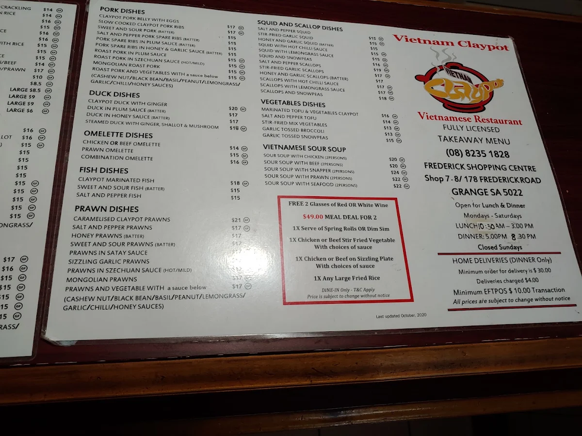 Menu, Vietnam Claypot