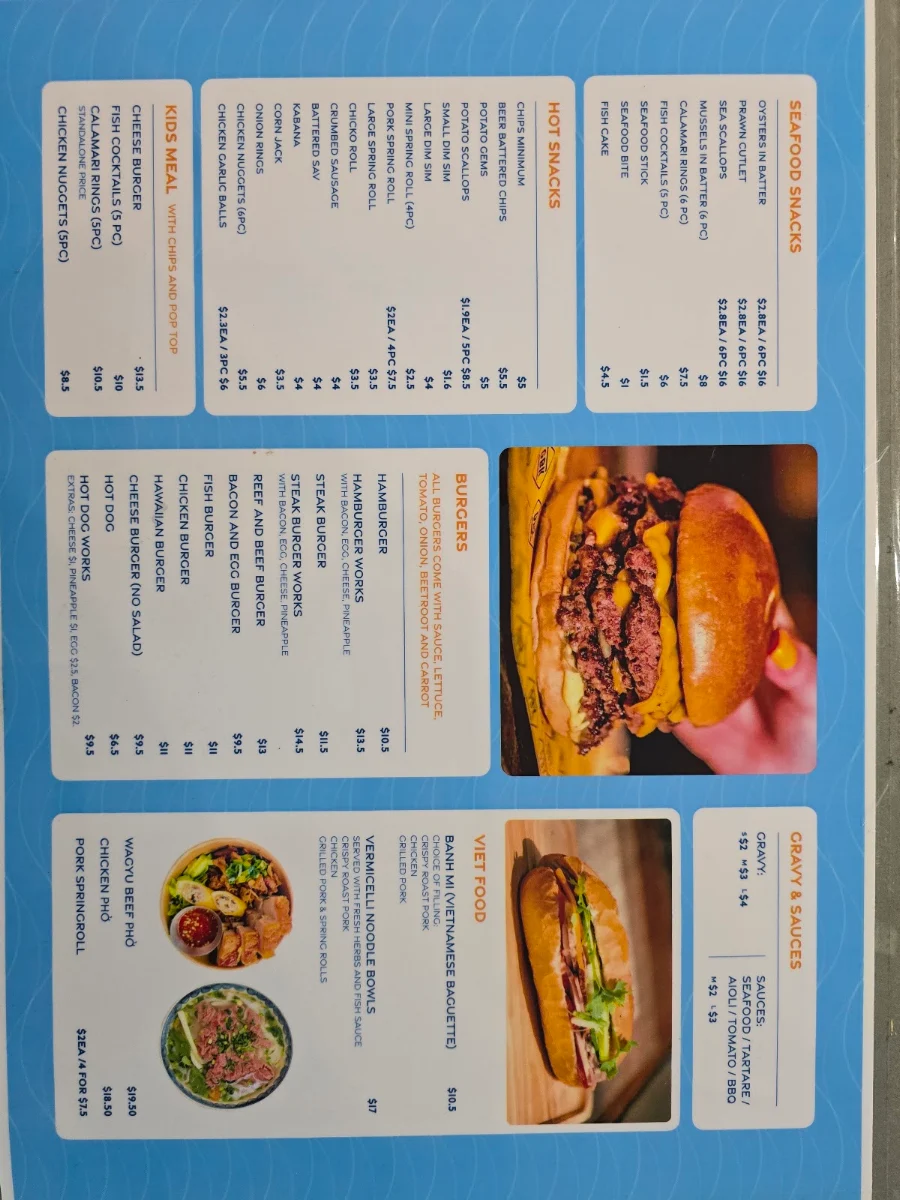 Menu, Fish And Chips Cafe