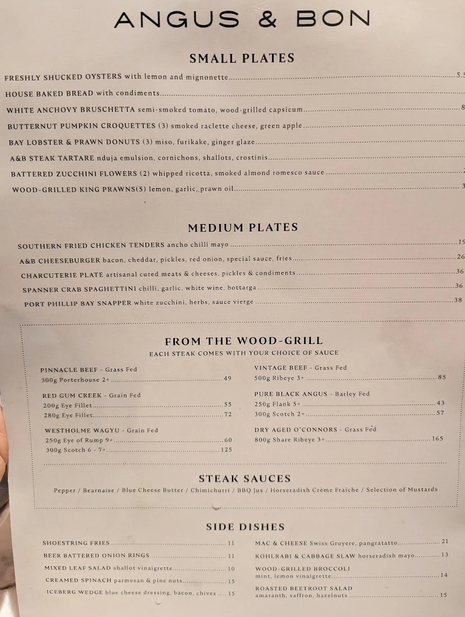 Menu, Angus & Bon