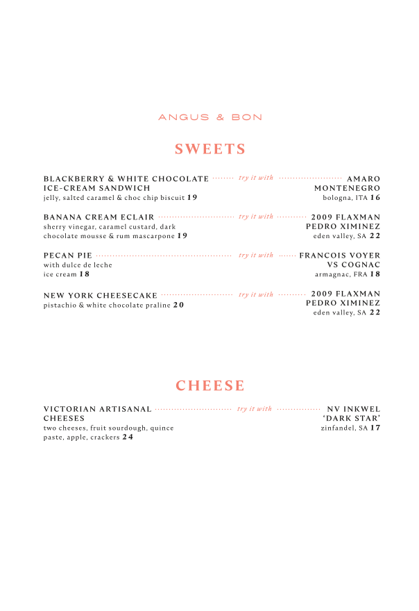 Menu, Angus & Bon