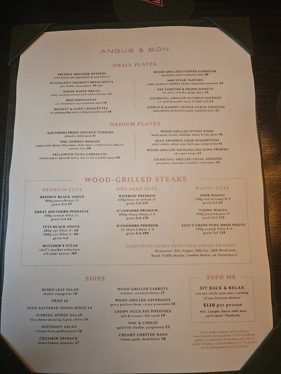 Menu, Angus & Bon