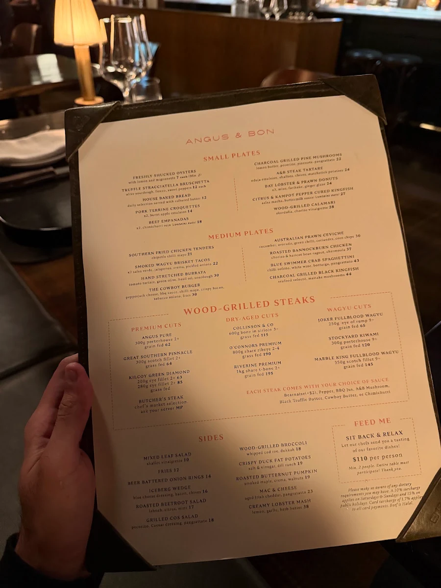 Menu, Angus & Bon