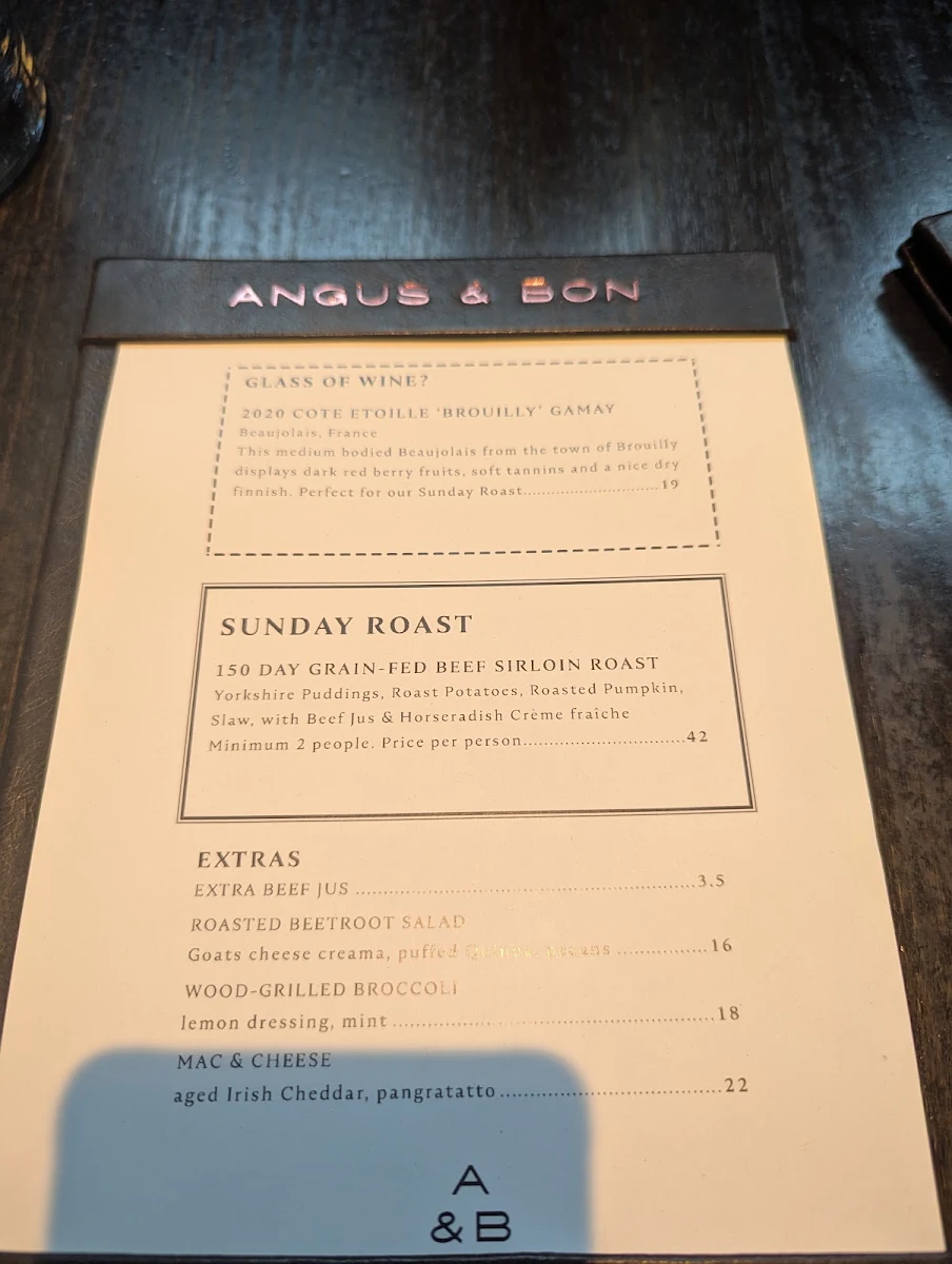 Menu, Angus & Bon