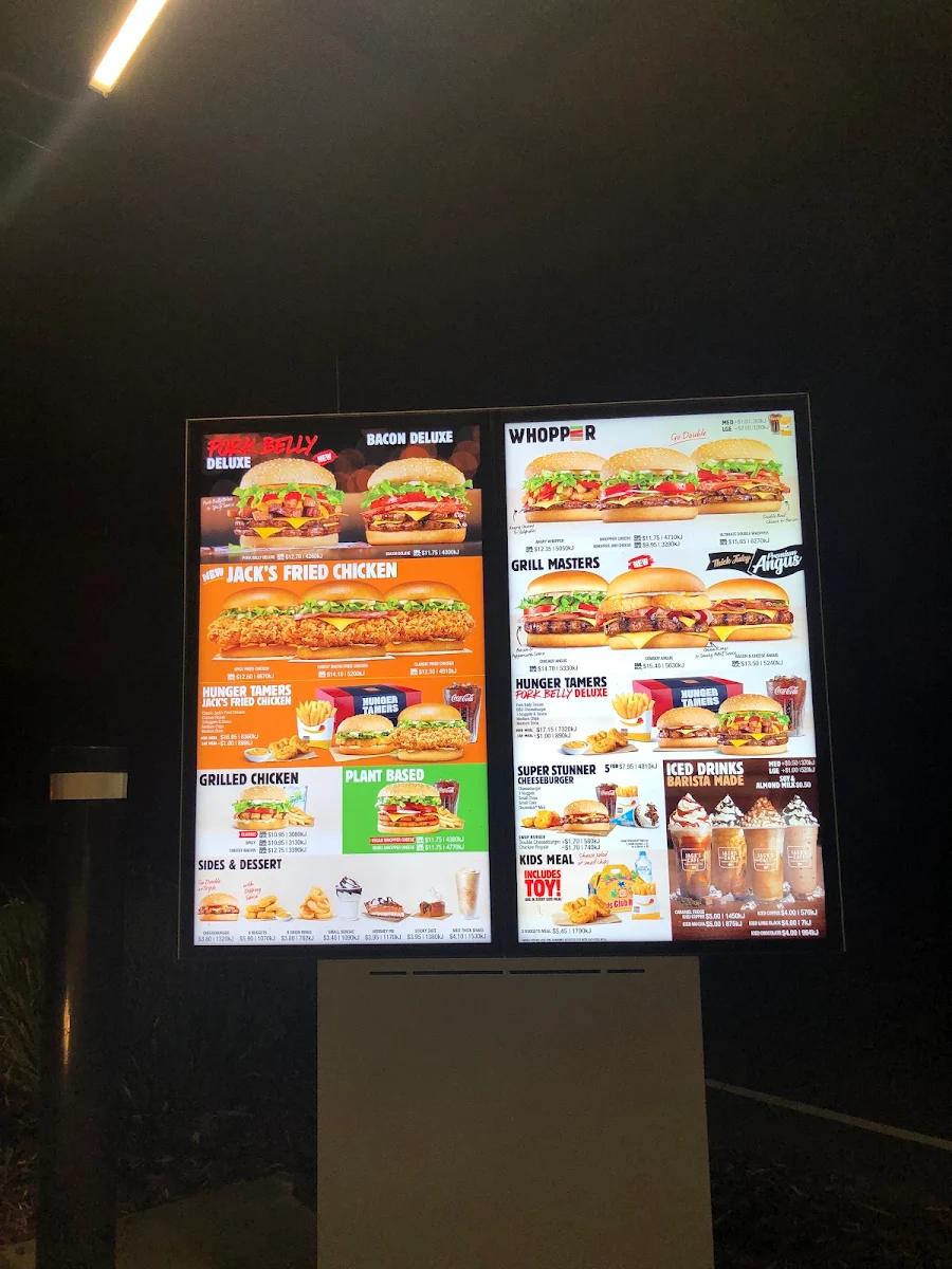 Menu, Hungry Jack's Burgers Fawkner