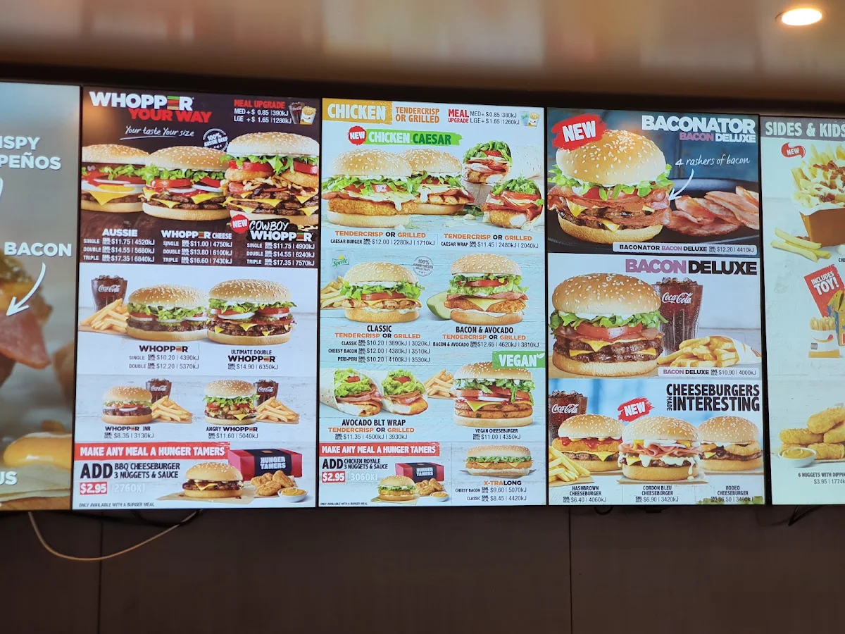 Menu, Hungry Jack's Burgers Fawkner