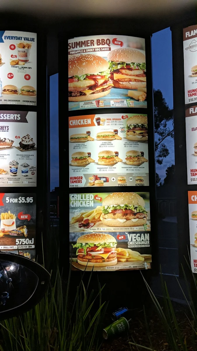 Menu, Hungry Jack's Burgers Fawkner