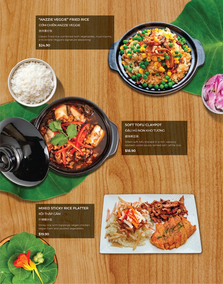 Menu, Anzzie Veggie Vegetarian Restaurant