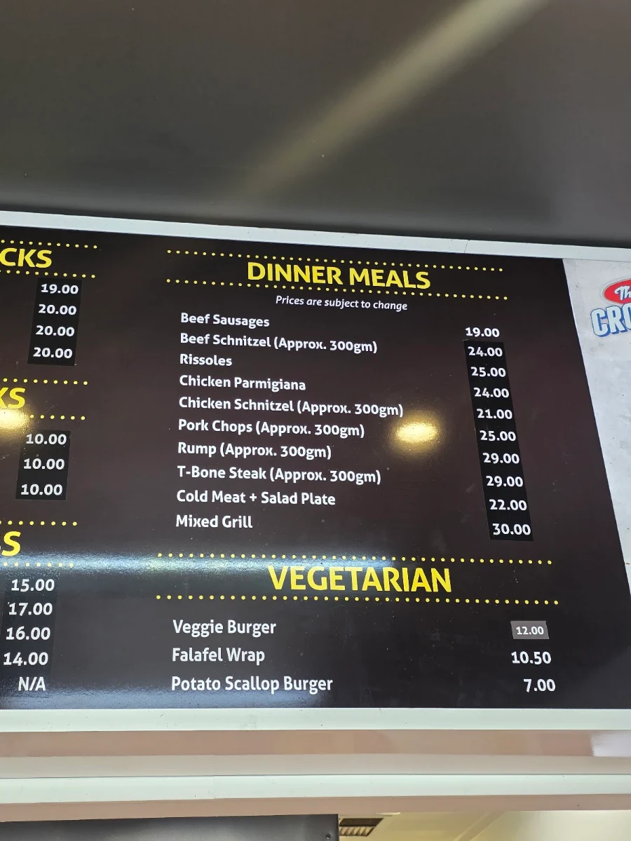 Menu, Crossing Point Diner & Takeaway